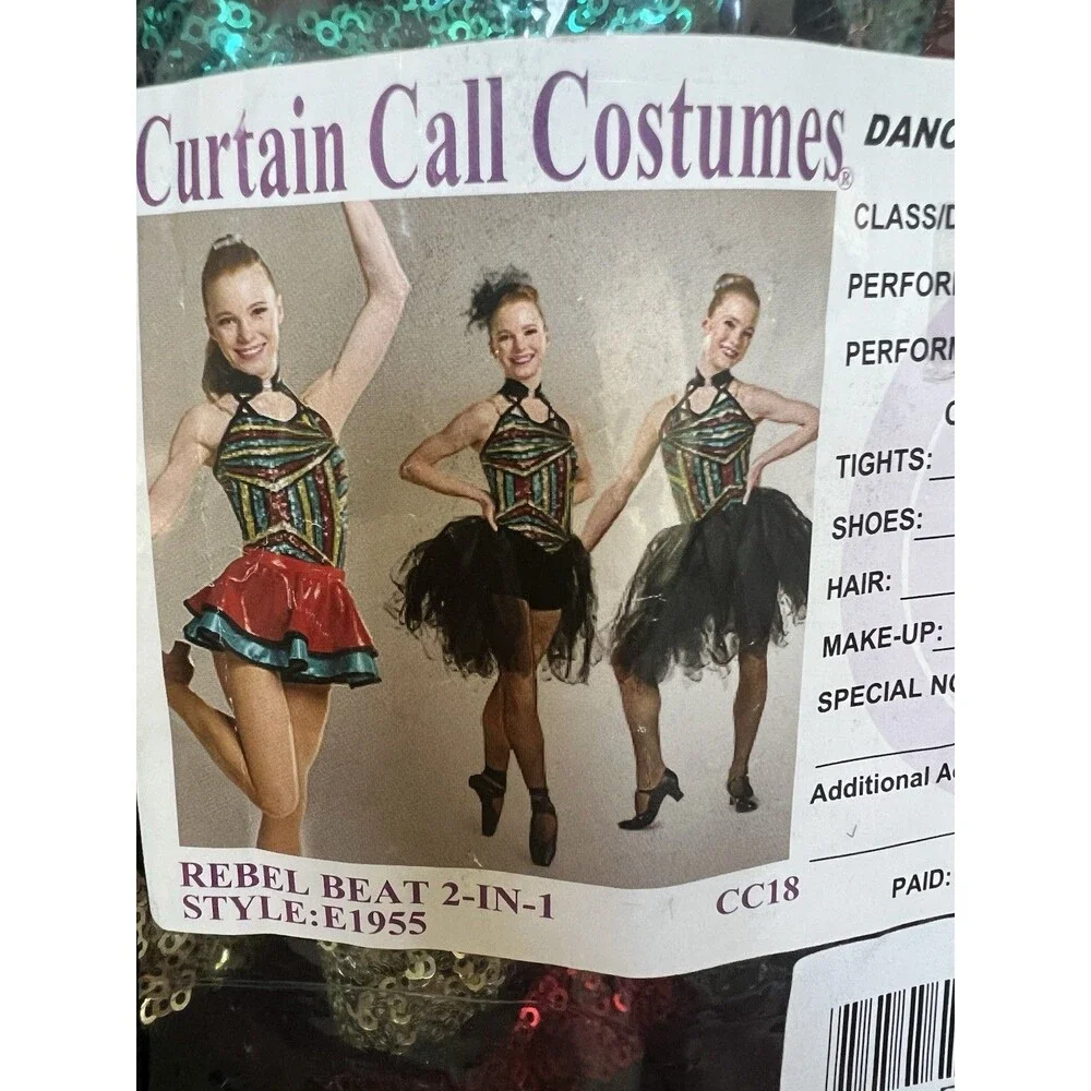 Curtain Call Size Child Small Rebel Beat Sparkly Dance Costume Multi Sequined